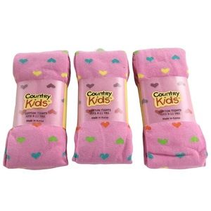 NWT Bundle of 3 Girls Tights- Pink w/Rainbow Hearts🌈